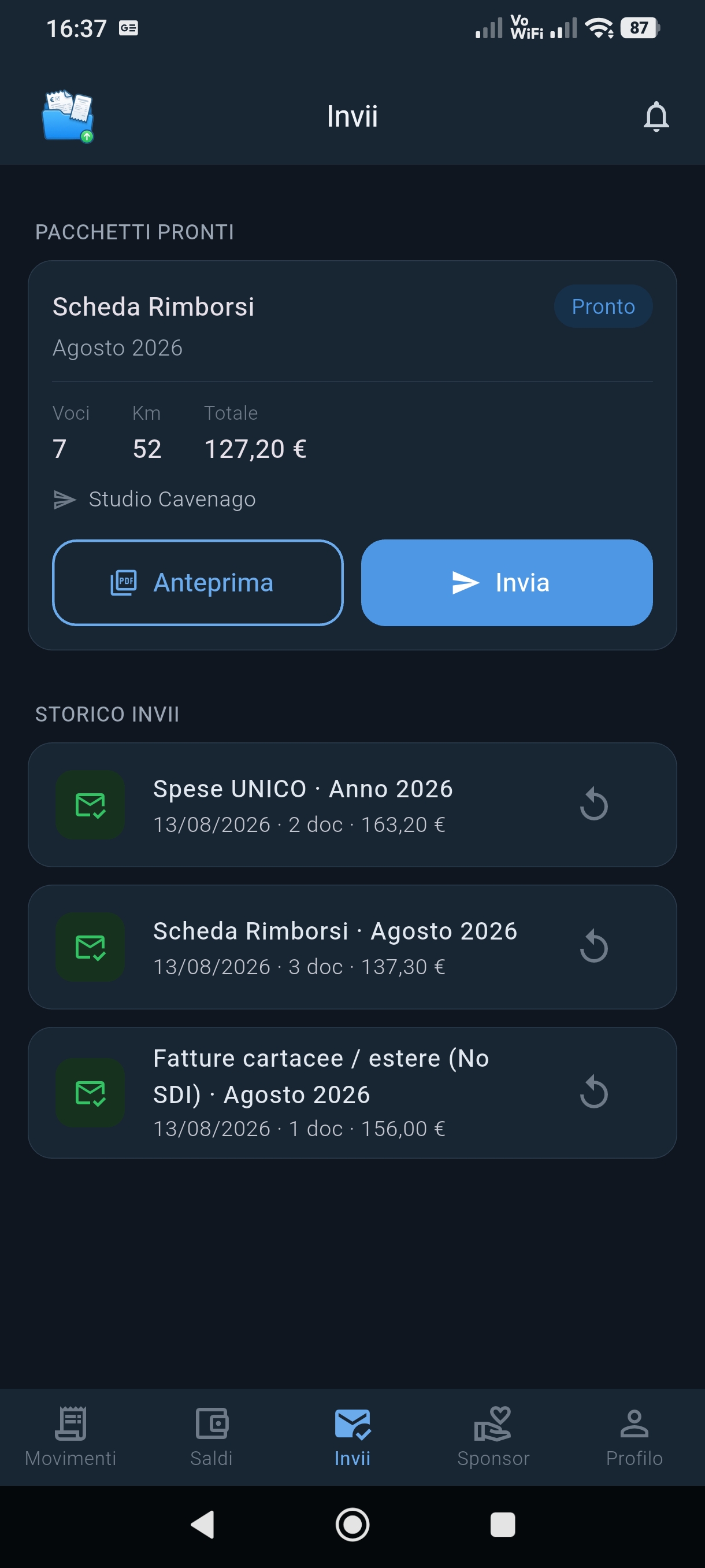 Situazione invii