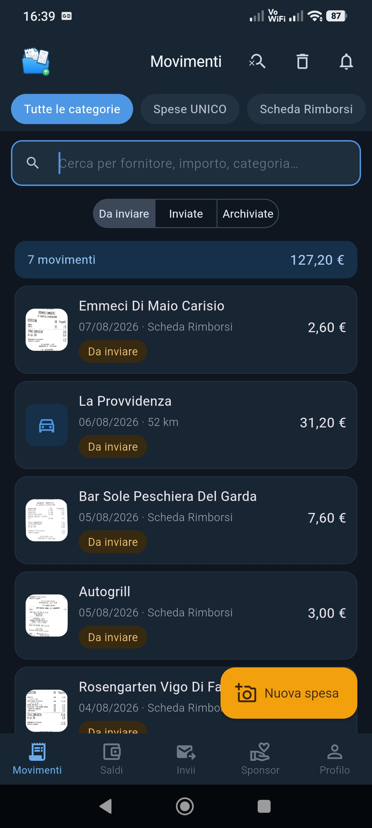 Movimenti e ricerca in CosTrace